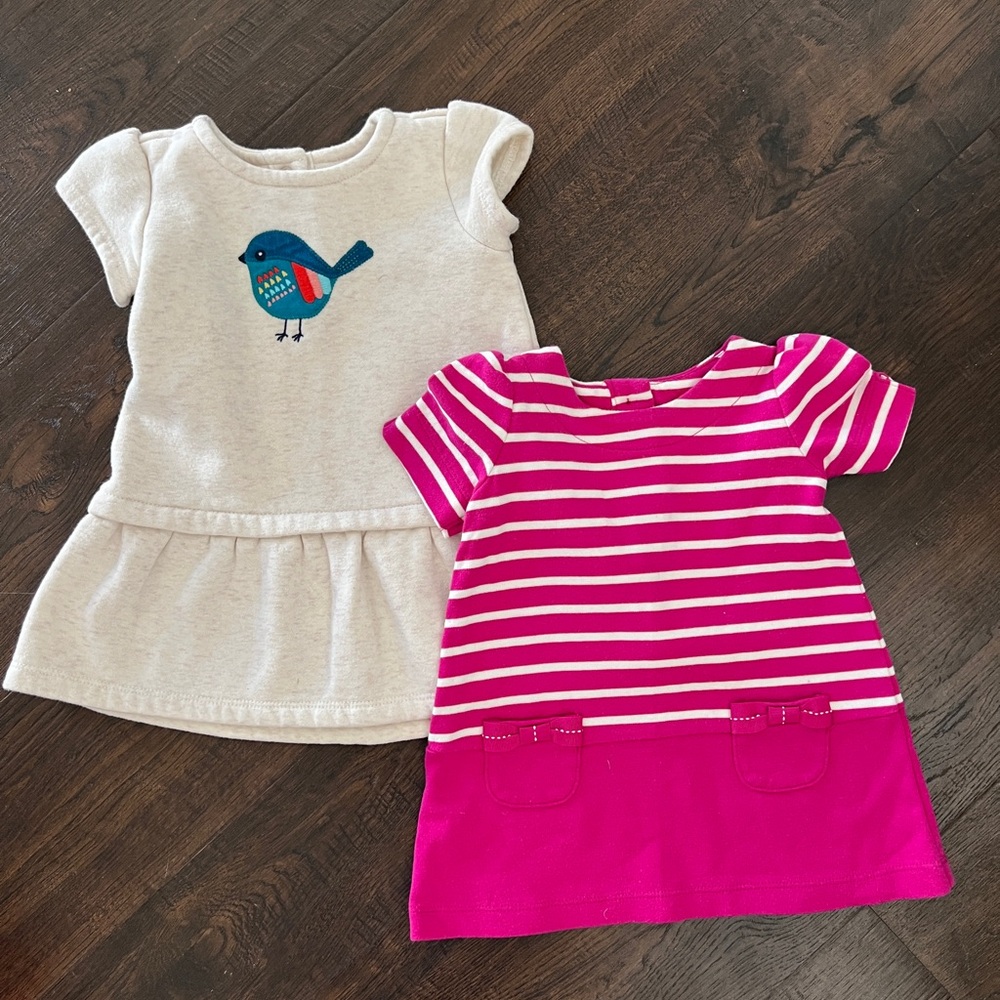 Gymboree Pink Striped and Cream Dress Bundle